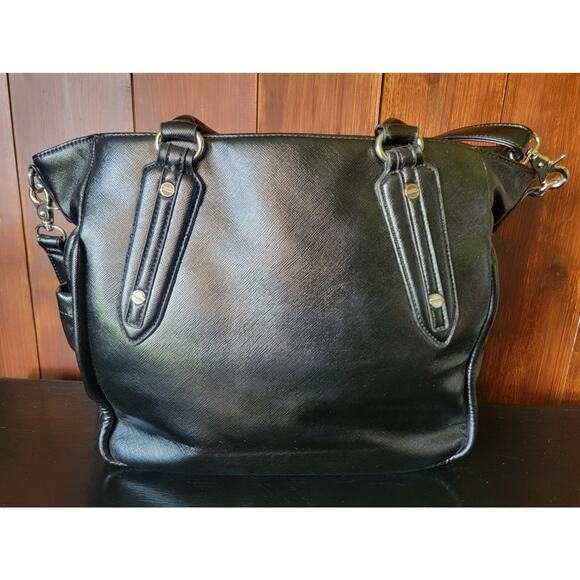 Lily Jade Anna Diaper Bag Black Vegan Leather Purple Lining Rare Discontinued🖤 - Picture 5 of 16